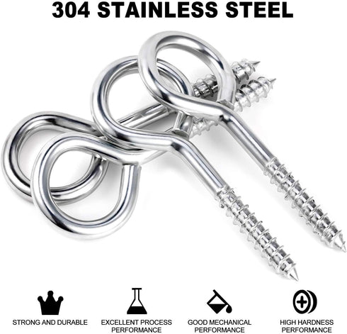 YGAOHF 5 Inch Lag Eye Bolts, Heavy Duty Stainless Steel Eye Bolts with 500 LBS Capacity