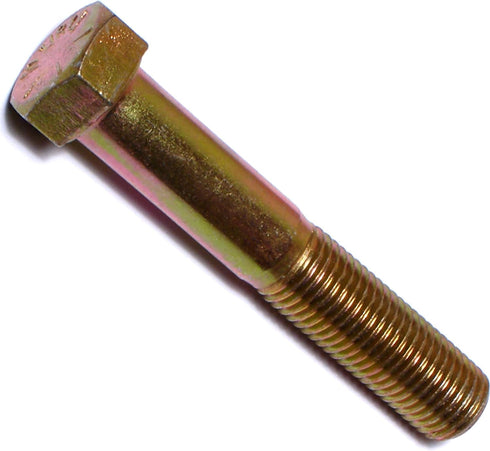 Grade 8 Fine Hex Cap Screws, 7/16-20 x 2-1/2, Piece-5, Yellow