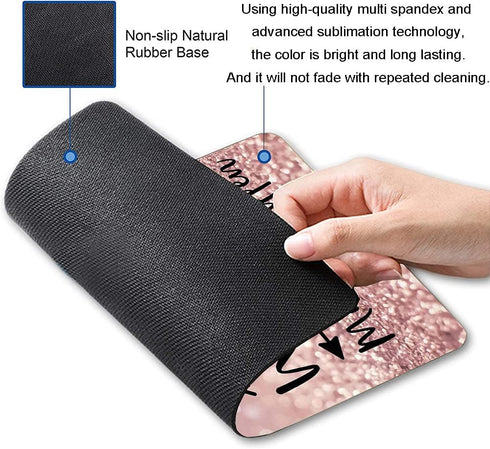Inspirational Quote Mouse Pad - Stay Positive Work Hard and Make It Happen Motivational Pad for Women, Square