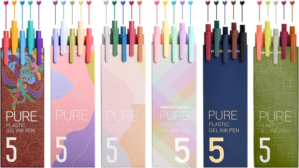 Kaco PURE Colored Gel Pens, 30 Pieces Assorted Color Ink 0.5mm Fine Point Aesthetic Pens for School Office Supplies