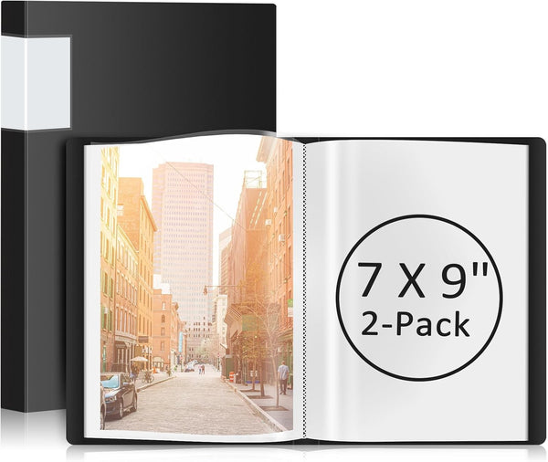 Small 5.5x8.5 Binder with Sleeves, 40-Pocket Displays, Acid-Free Archival Quality, 2 Pack Black