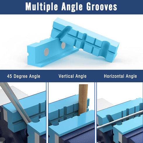 4 Inch Magnetic Vise Jaw Pads Covers, 1 Pair Universal Jaw Pads with Multiple Angle Grooves Design
