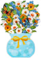 Caughttui Blue Daisy Pop Up Card - 3D Floral Vase Card, Paper Flower
