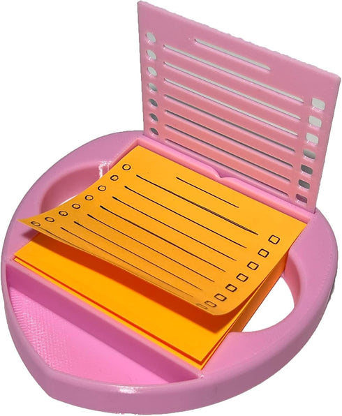 Heart Sticky Note Holder with Stencil PINK, Compatible with Post-It Notes, 3x3 Self Stick Note Pads, Office Desk