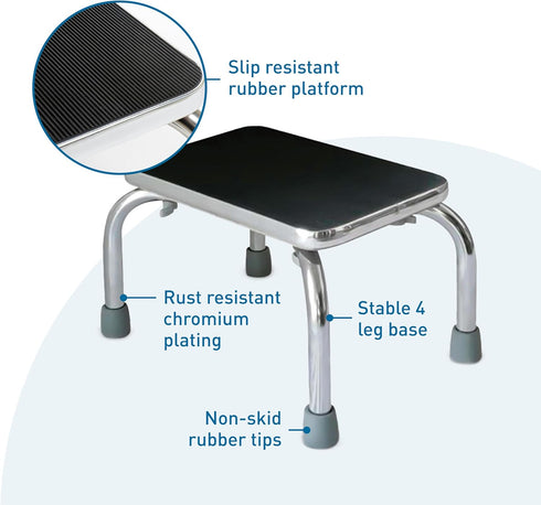 BodyMed Multipurpose Step Stool, Non-Slip Rubber Feet for Adults and Seniors, Designed for Home and Clinics