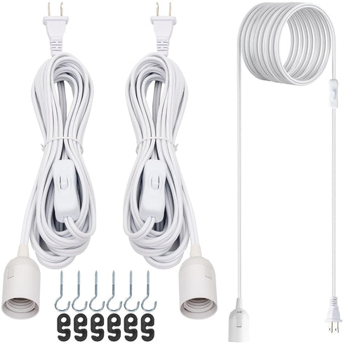 JACKYLED Extension Hanging Lantern Cord Cable 2-Pack 20ft UL 360W with E26