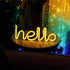 Neon Light, LED Hello Neon Word Sign, Decorative Lights for Kids Room, USB Battery Powered, Warm White