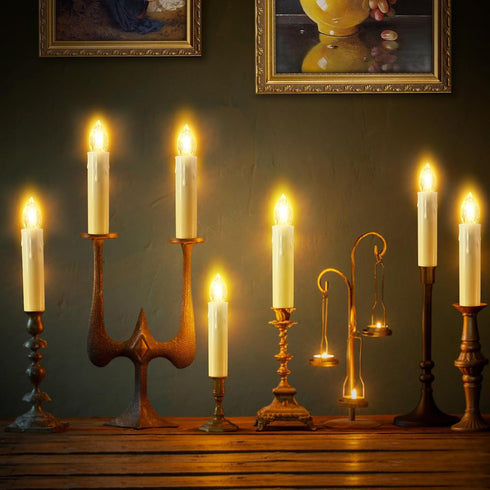 JOSU Flameless Candles Birthday Decor, 12PCS LED Flickering Lights Battery Operated with Remote Timer, Warm White for