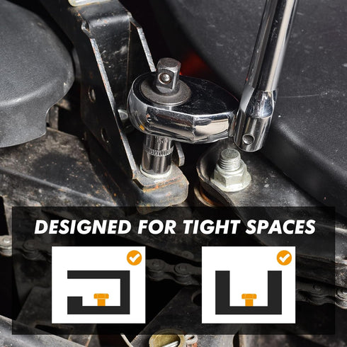 Dual 3/8 and 1/4 Drive Flex Head Ratchet, 72-Tooth 3/8 Ratchet Wrench with Quick-release and Reversible Switch
