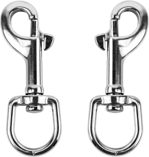 QWORK 3-1/2" Swivel Eye Bolt Snap Hook, 2Pcs, 316 Stainless Steel Trigger Snap Clips for Diving/Pet Leash/Key Chain