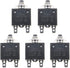 5Pcs 25A Push Button L1 Series Manual Reset Thermal Circuit Breaker, 125-250V AC, 50V DC