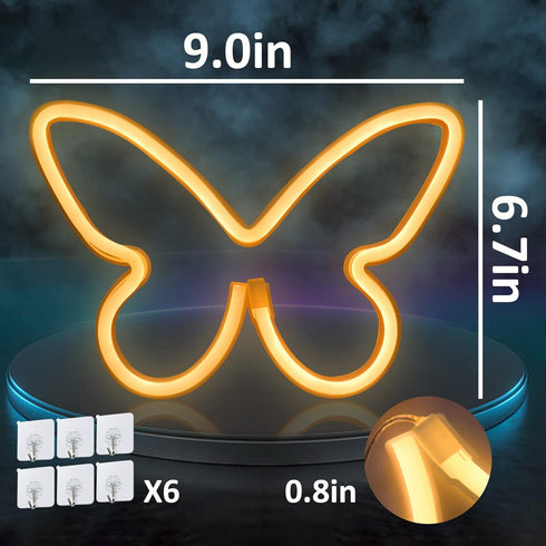 3 3-AA BRIGHTDECK Pcs Butterfly Neon Signs, Neon Light for Bedroom, USB or Battery Powered LED Wall Dcor for Valentines