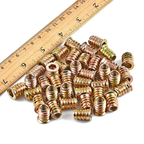 80 Pieces 1/4"-20 Wood Inserts Bolt Furniture Screw, Nut Threaded Fastener Connector Hex Socket Drive for Wood