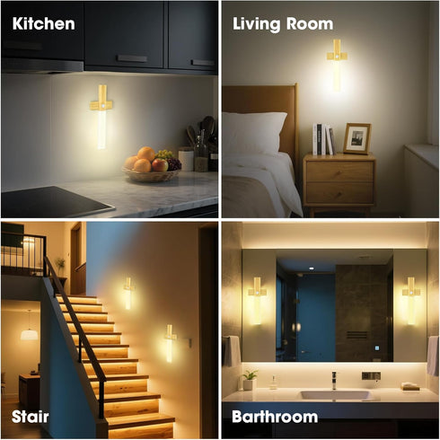Picture,6000K 2Pack LAVAED Motion Sensor Lights Indoor,LED Rechargeable Battery Operated Wall Sconce Magnetic Stairway