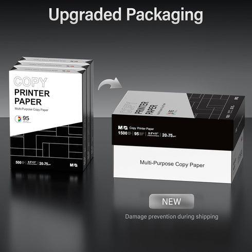 8.5 11, 20lb, 3 (1500 95 M&G Multipurpose Copy Printer Paper, x Ream Sheets), Bright, White