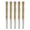 5Pcs Bore Brush Brass 10mm Dia Cleaning Twisted Bronze Wire Brush with Handle, 1/4 Inch Hex Shank