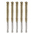 5Pcs Bore Brush Brass 10mm Dia Cleaning Twisted Bronze Wire Brush with Handle, 1/4 Inch Hex Shank