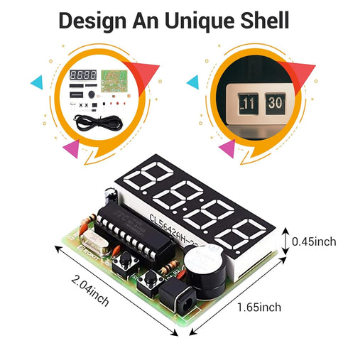 4-Digit MiOYOOW Digital Clock Kits with PCB, DIY Alarm Clock Soldering Project Kit for Learning Electronics Soldering
