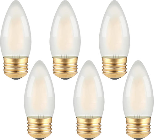 Frosted E26 LED Candle Light Bulbs, 25W Equivalent, 2W Dimmable, 2700K Soft Warm, 6 Count