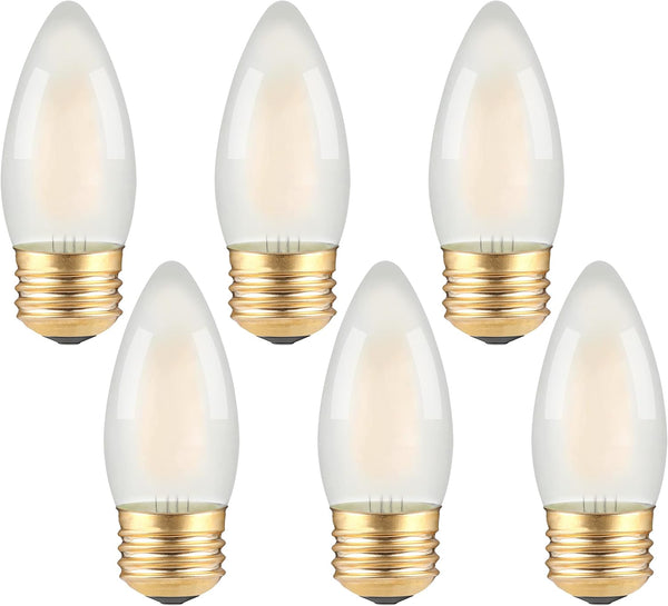 Frosted E26 LED Candle Light Bulbs, 25W Equivalent, 2W Dimmable, 2700K Soft Warm, 6 Count