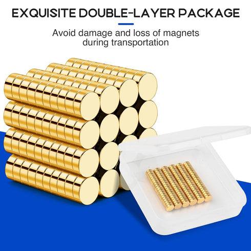 Small Magnets 120PCS 6x2mm, Golden Strong Rare Earth Tiny Neodymium Disc Magnets for Crafts, DIY