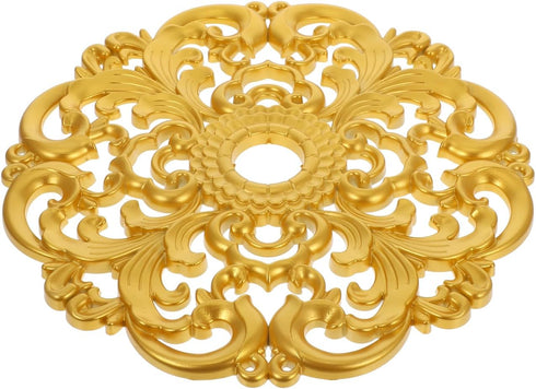 Amosfun Gold Ceiling Medallion 12 Inch European Style Hollow Carved Round Base
