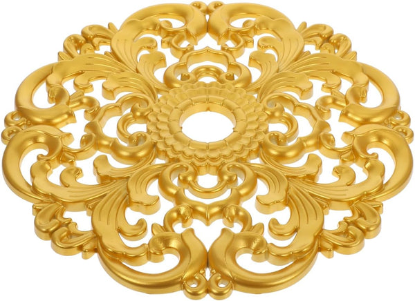 Amosfun Gold Ceiling Medallion 12 Inch European Style Hollow Carved Round Base