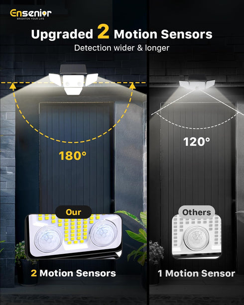 2600LM, IP65 279 4 4 270 2 Packs Ensenior Solar Lights Outdoor Motion Sensor Outdoor Light with Remote Control