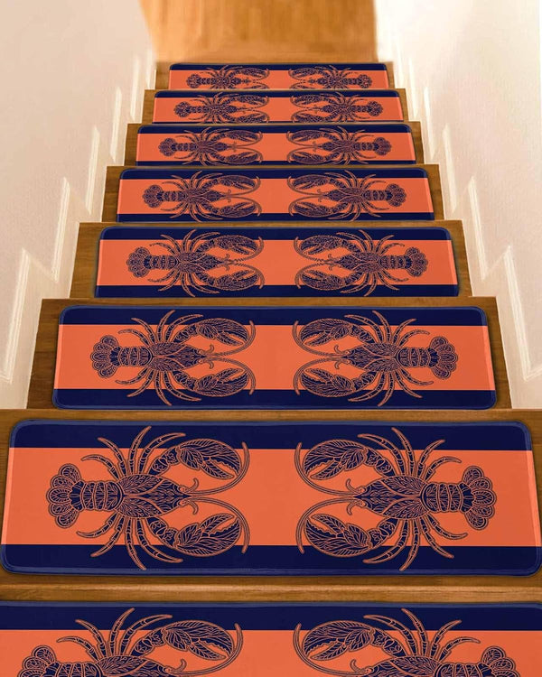 BOHOOSKYLAR Lobster Stair Treads Summer Beach Indoor Non Slip Peel and Stick Stair
