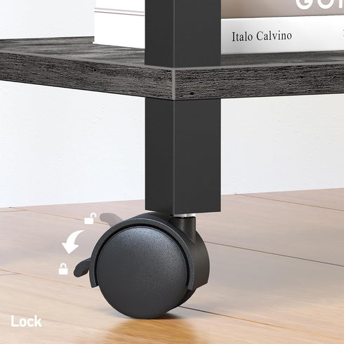 TUTOTAK 2 PS01BY001 Tier Printer Stand, Rolling Printer Cart with Power Outlets and USB Ports, Mobile Printer Table
