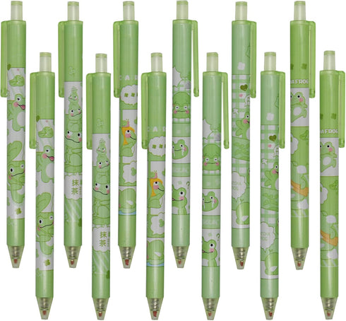 Maydahui 42PCS Green Matcha Frog Gel Pens, Cute Cartoon Animal Pen, Black Ink for Office School Party