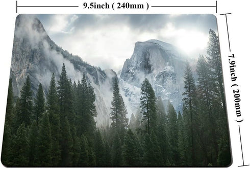 Smooffly Gaming Mouse Pad, National Park Nature Mountain Trees Mist Mouse Pad, 9.5 X 7.9 Inch