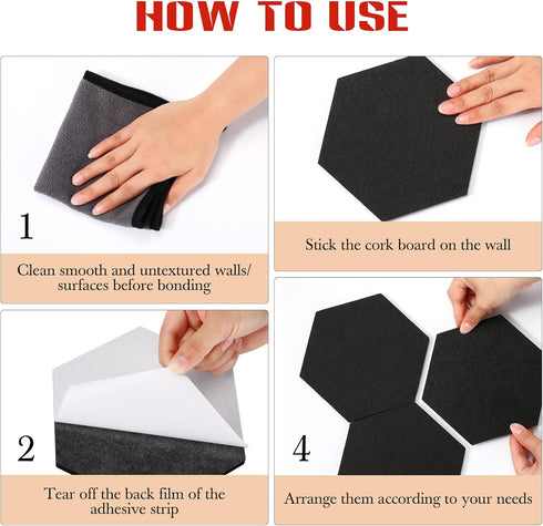 Ctosree 12 Pcs Felt Bulletin Board Tiles 5.9 x 7 Inch with Self Adhesive Backing and 50 Push Pins for Decor