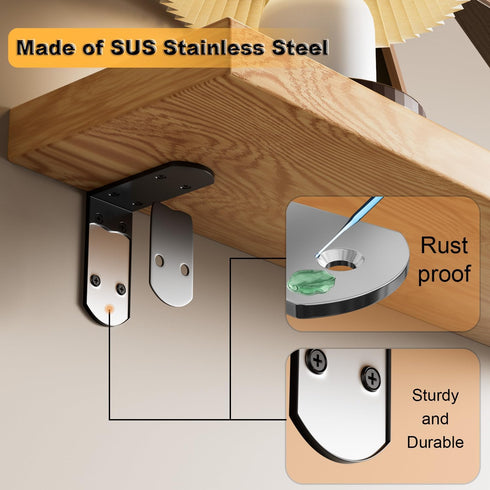 4Pcs 90 (2.56X2.56 Alise Shelf Brackets Black, Stainless Steel Floating Shelf Brackets Corner Brackets, L Brackets