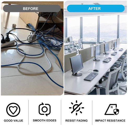 2" White Desk Grommet with Bi-Metal Hole Saw, JTemgle Plastic Cable Hole Cover Computer Table Cord Wire Organizer Caps, Desktop Cord Management for Home Office TV Stands Tabletops, 7 Pieces