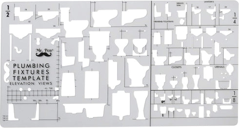 Mr. Pen Plumbing Template, Architectural Bathroom Template, Drafting Tools and Stencils