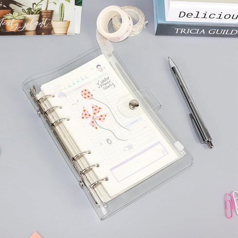 NatSumeBasics A6 Binder, 6 Ring Budget Binder, Clear PVC Planner Cover for Organizer Accessories