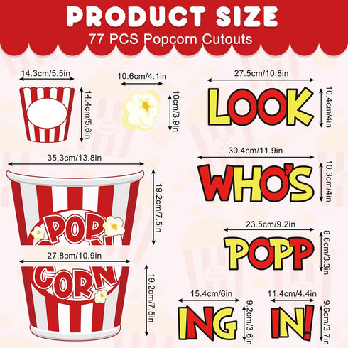Whaline 77Pcs Popcorn Cut-Outs with 100Pcs Glue Points for DIY Craft Art School Home Party Favor Bulletin Board Decor