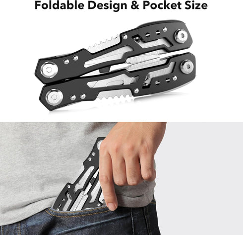 14-In-1 Professional Multitool with Safety Locking - Stainless Steel Pliers, Pocket Knife, Screwdriver & Sheath