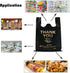 50 pcs Thank You Plastic Grocery Bags, Reusable T Shirt Bags for Store Shopping, Black