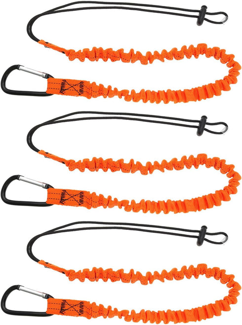 3pcs Tool Safety Rope, Work-at-Height Hardware Spanner Rope, Retractable Elastic Rope with Carabiner and Adjustable Loop