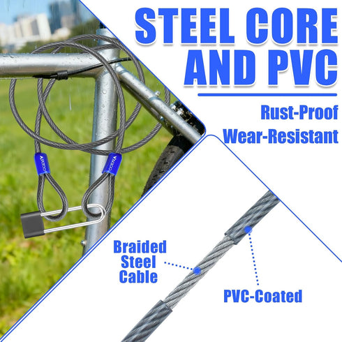 1/4in 4FT/6FT/8FT/10FT Security Cable with Loops Cut-Resistant and Waterproof Security Cable Suitable for Travel,Home