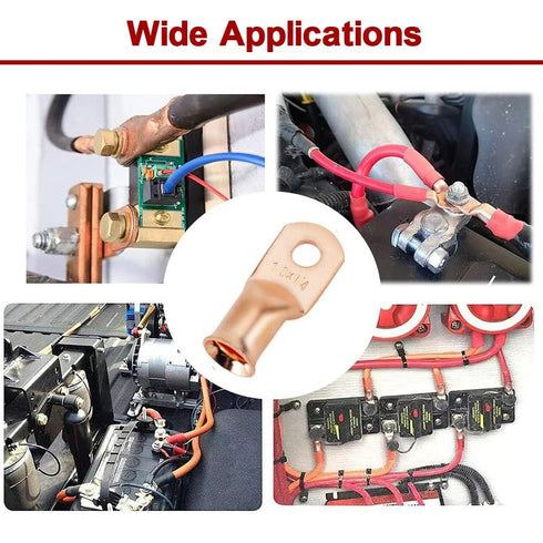 16Pcs 3/0 AWG 3/8" Stud Heavy Duty Copper Wire Lugs with Heat Shrink Tubing, Battery Cable Ends