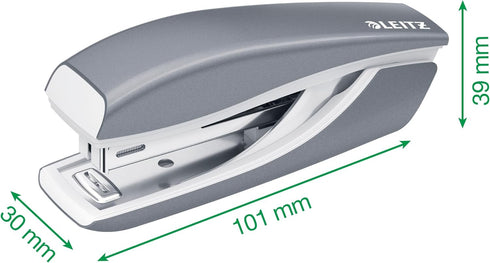 Leitz Mini Stapler, 10 Sheet Capacity, Ergonomic Metal Body, includes Staples, Metallic Pink