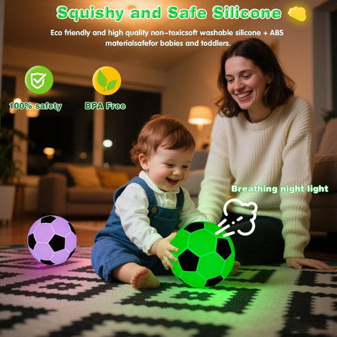GYZLK 9 Dimmable (5.12 inch) Soccer Silicone Night Light, Soft Colors with Remote Timer, Rechargeable, Battery Operated