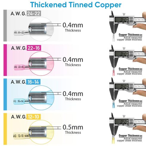 TICONN 200 PCS Heat Shrink Butt Connectors Kit, AWG 24 – 10, Insulated Waterproof Electrical Marine Automotive Terminals
