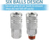 Yolass 3/8” NPT Industrial Air Coupler, 3 Pcs High Flow Coupler and 3 Pcs Air Plug for Professional Workplace