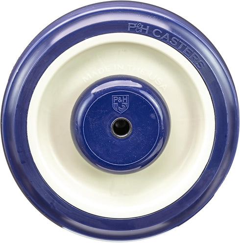 WC2054LD 5" 1.25" 5/16" 250 lb Universal Replacement Shopping Cart Wheel OEM P&H x Blue/Tan TPU Crown Tread, Dual