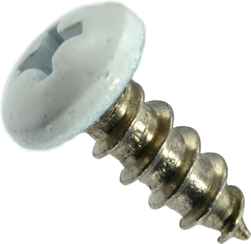 White Phillips Pan Sheet Metal Screws #10 x 1/2" (014973208165)