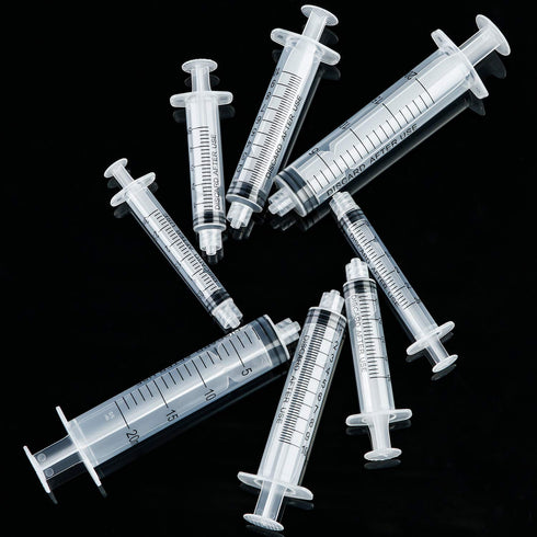 TecUnite 20 Pack Syringe Without Needle, Plastic Curved Syringes for Epoxy Resin, Craft, Feeding Pets, Oil